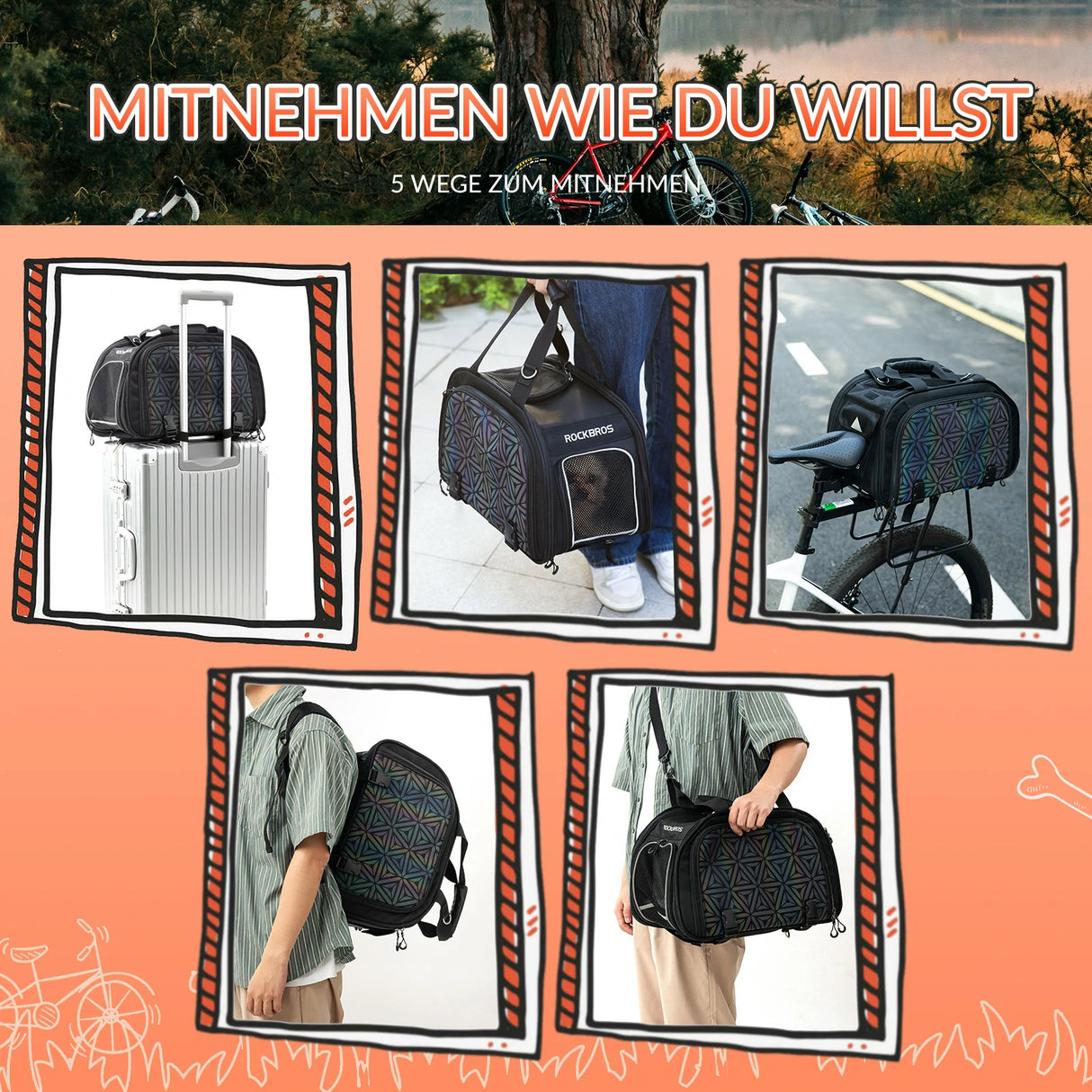 Hundetasche – Tragetasche für Hunde & Katzen, 5 Tragemöglichkeiten, 25 L