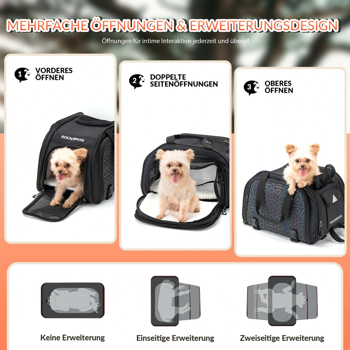 Hundetasche – Tragetasche für Hunde & Katzen, 5 Tragemöglichkeiten, 25 L