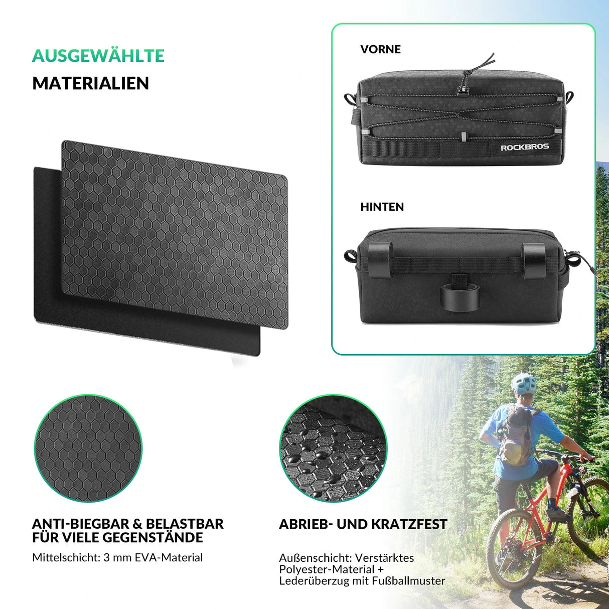 Lenkertasche Fahrrad – Große Kapazität 2 L mit abnehmbarem Schultergurt