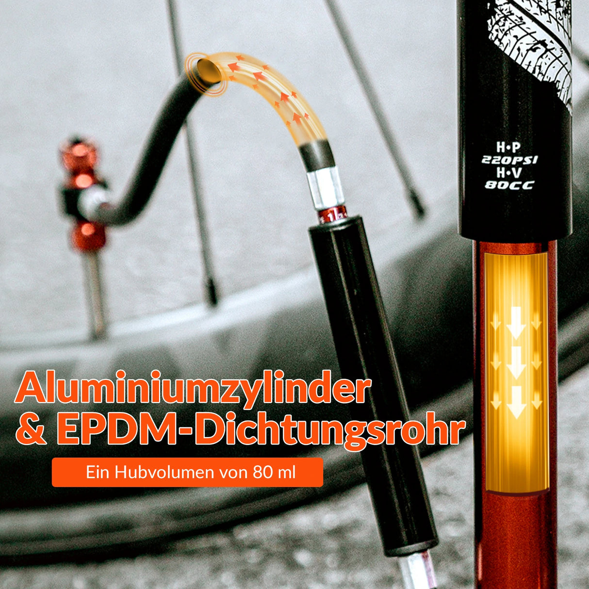Mini‑Fahrradpumpe 220 PSI – Hochdruck‑Aluminium‑Konstruktion