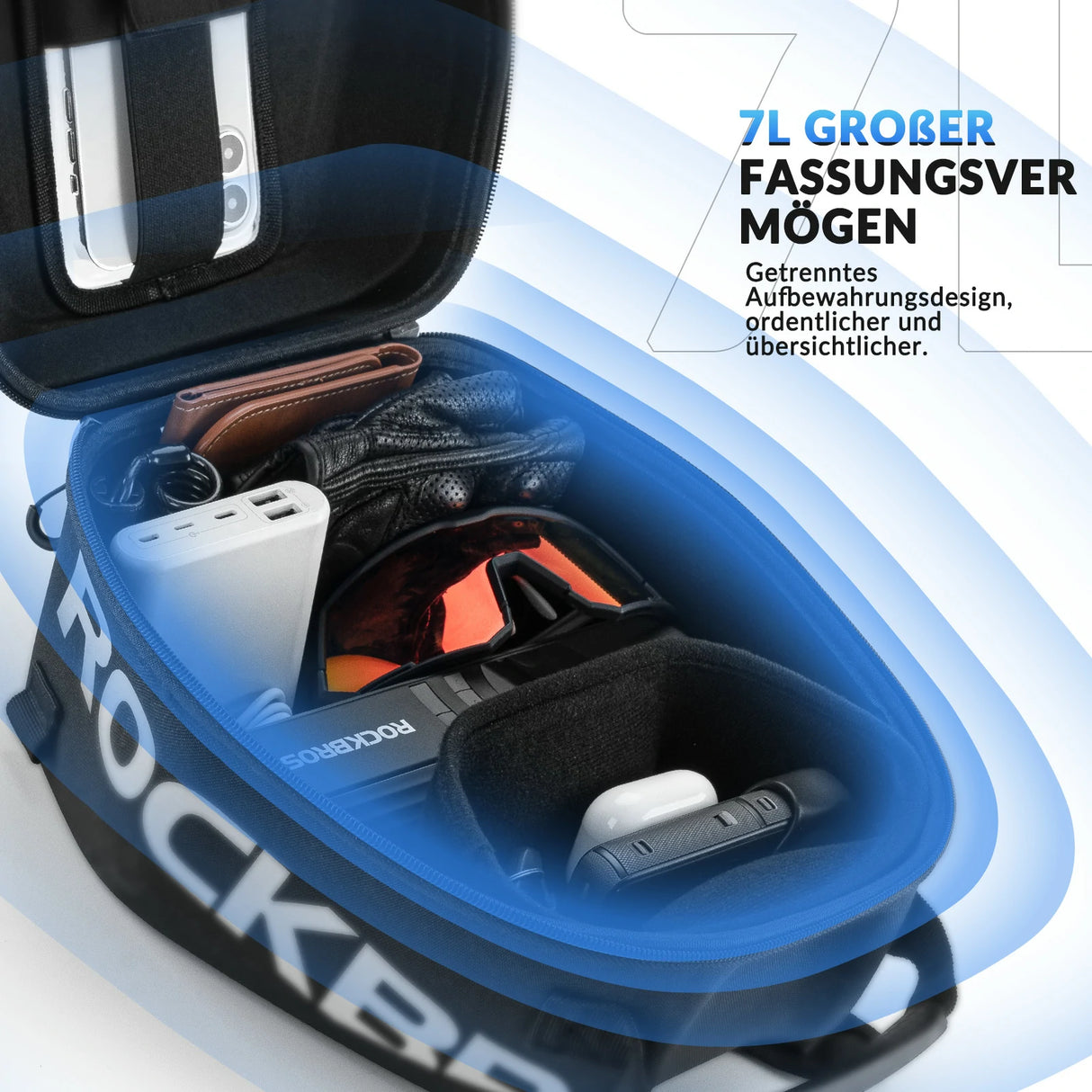 Motorrad‑Tankrucksack – Mit Regenschutz & abnehmbaren Schultergurten, 7 L