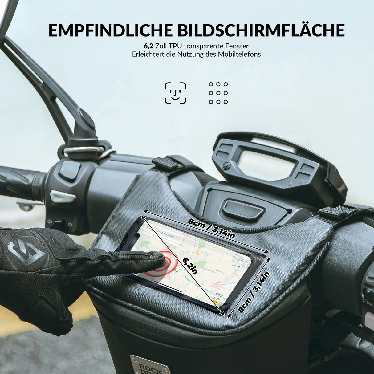 Motorrad‑Lenkertasche – Wasserdicht für 6,5‑Zoll‑Smartphone, 2 L