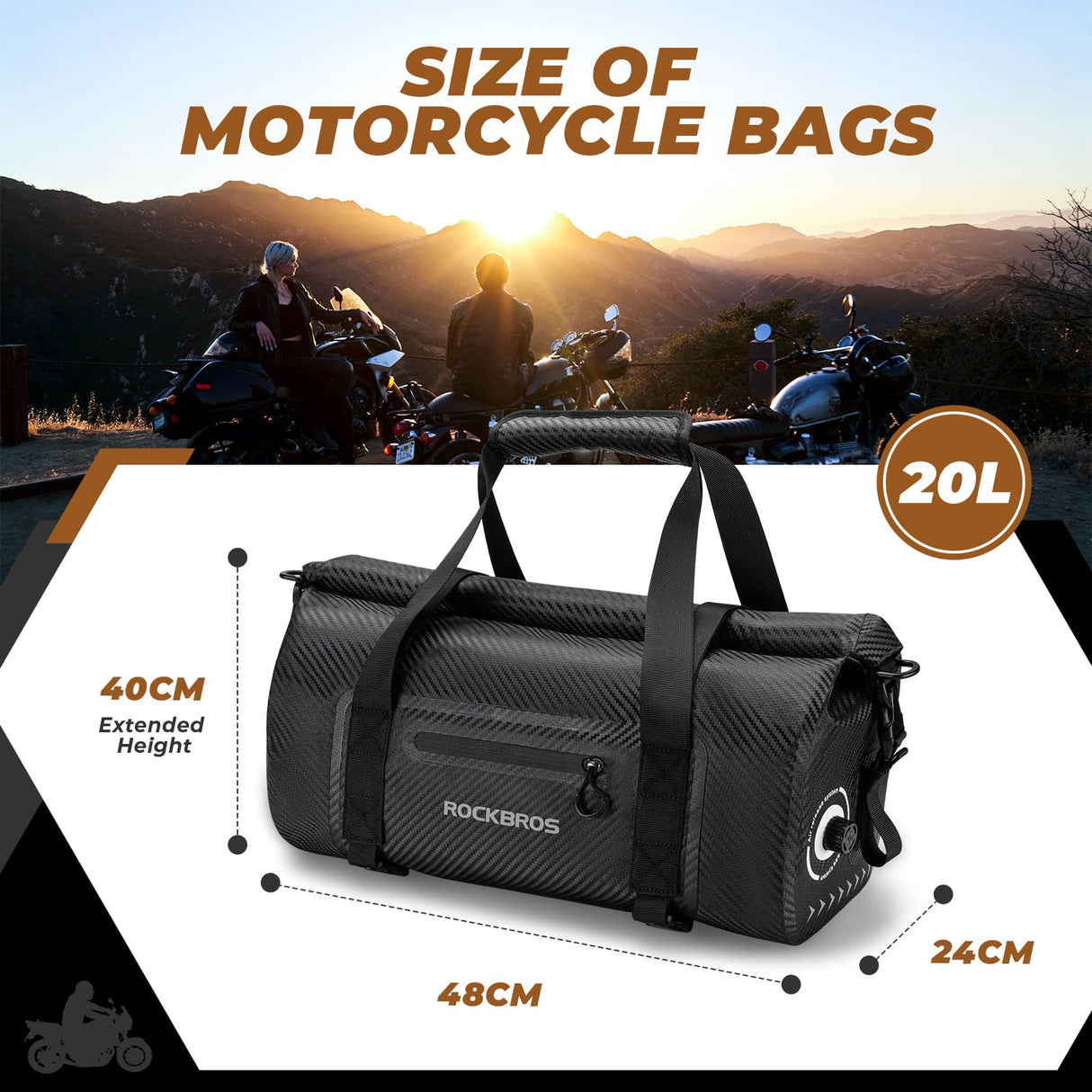 Motorradtasche Motorrad Hecktasche 100% Wasserdichter 20L-60L