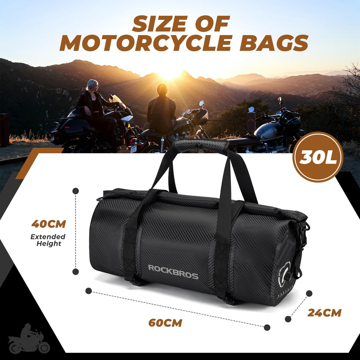 Motorradtasche Motorrad Hecktasche 100% Wasserdichter 20L-60L