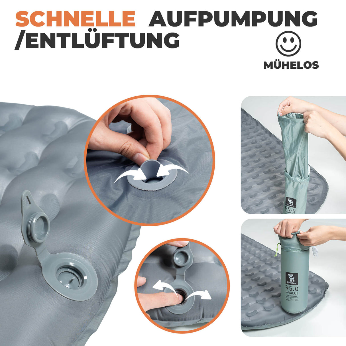 Qunature Aufblasbare Isomatte – Alljahreszeit-Isolierung für Outdoor-Camping