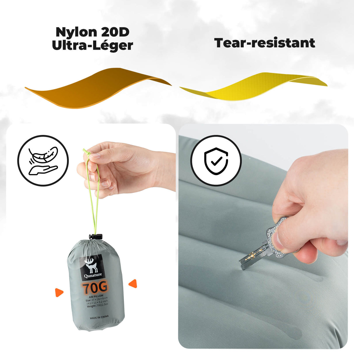 Qunature Aufblasbares Camping-Kissen – Kompakt & ergonomisch für Outdoor & Wandern