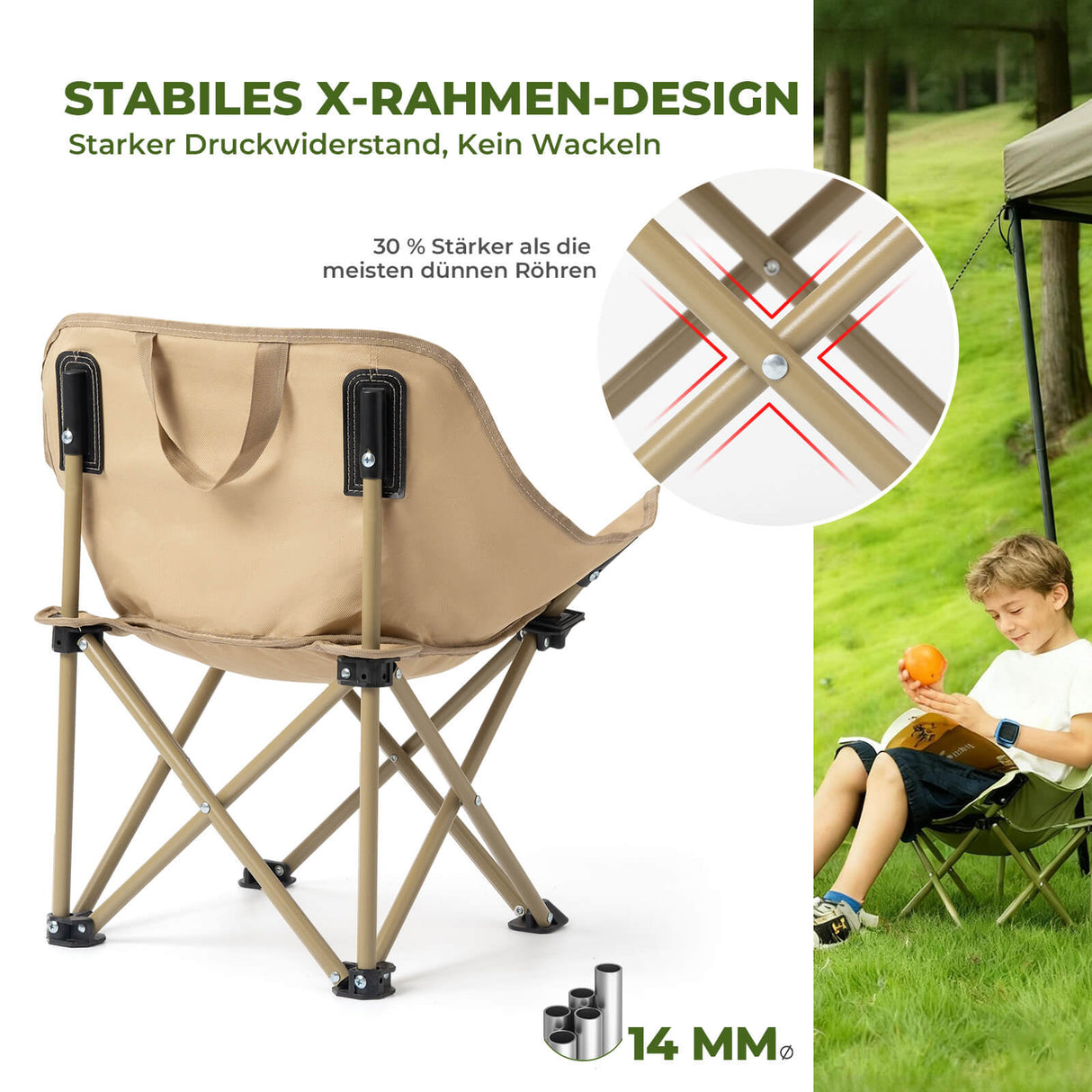 Qunature Campingstuhl Faltbar Tragbarer Camping Stuhl – Mit Tragetasche und Tragegriff 120KG/60KG