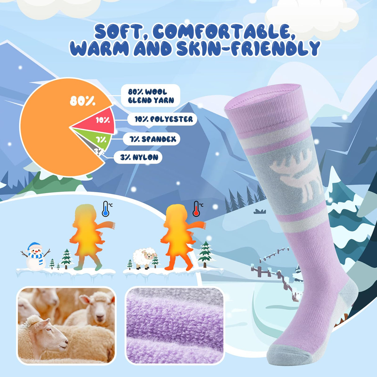 Qunature Jungen Skisocken – Kinder Thermosocken für winterlichen Spielspaß!