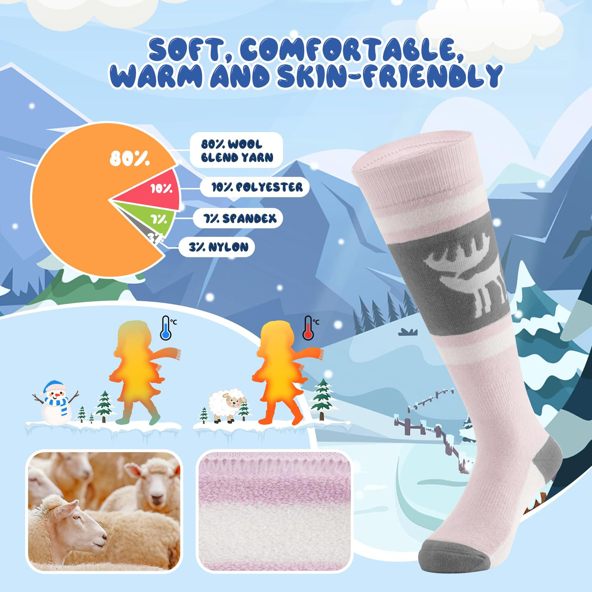 Qunature Jungen Skisocken – Kinder Thermosocken für winterlichen Spielspaß!