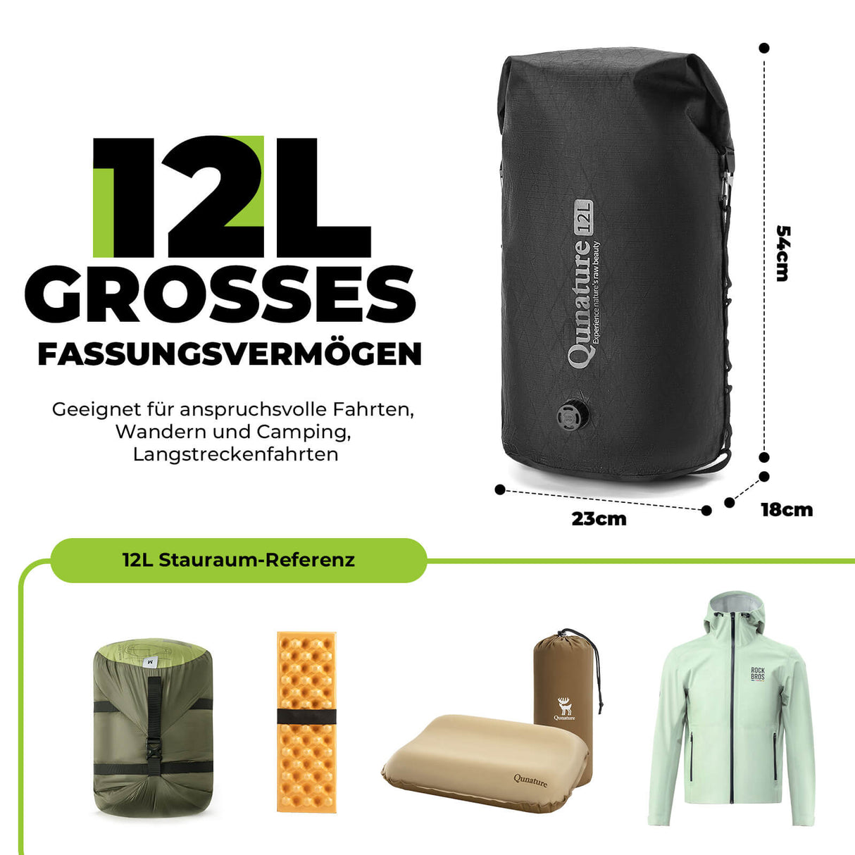 Qunature Lenkertasche 6L/12L – Wasserdicht & Leicht für Fahrrad und Outdoor