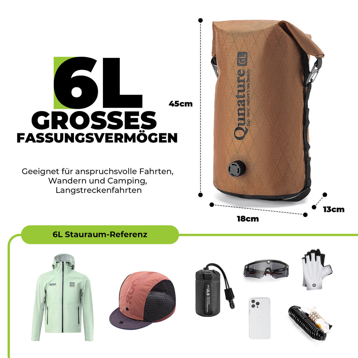 Qunature Lenkertasche 6L/12L – Wasserdicht & Leicht für Fahrrad und Outdoor