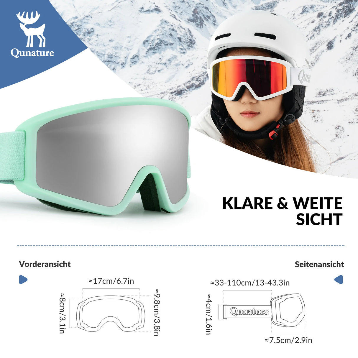 Skibrille – Anti‑Nebel, Doppellinsen, blendfrei