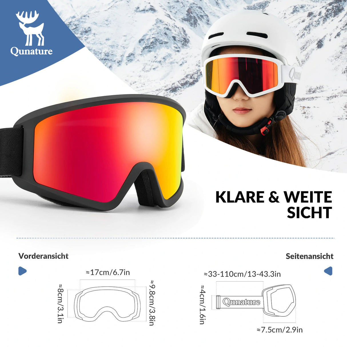 Skibrille – Anti‑Nebel, Doppellinsen, blendfrei
