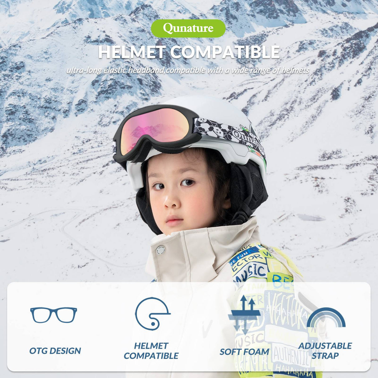 Qunature Skibrille Snowboard Brille f¨¹r Brillentr?ger Kinder Erwachsene #Color_Orange-Klein