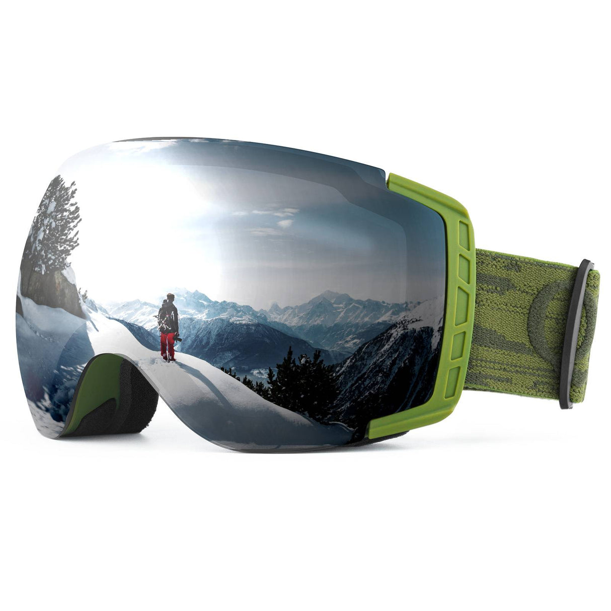 Qunature Skibrille Snowboardbrille Antifog UV400 f¨¹r Brillentr?ger #Color_Militargr¨¹n