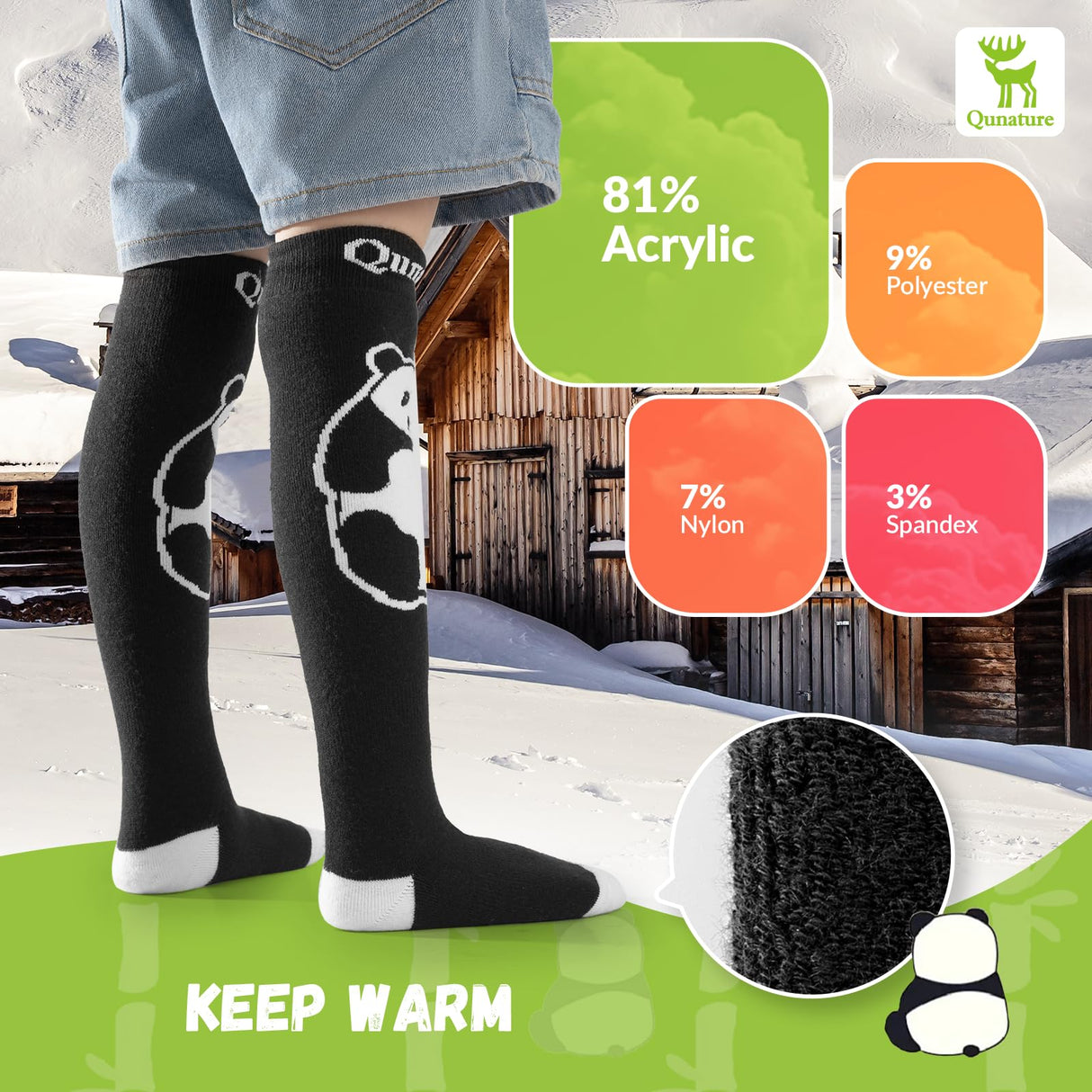 Qunature Kinder-Skisocken – Thermosocken für den Winter (1 Paar)