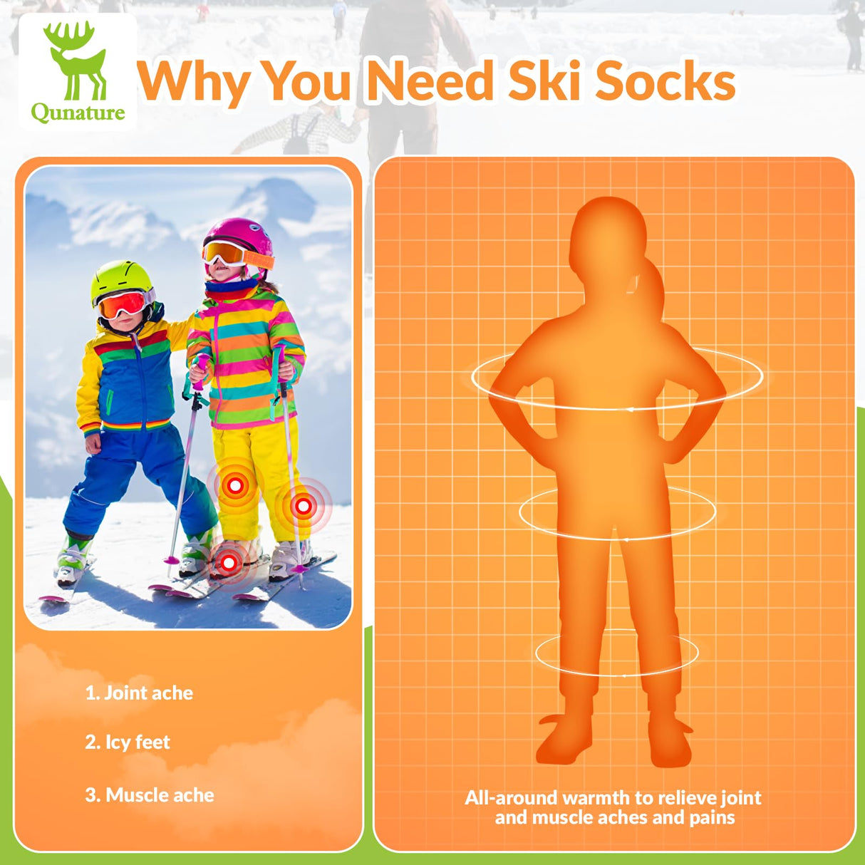 Qunature Kinder-Skisocken – Thermosocken für den Winter (1 Paar)