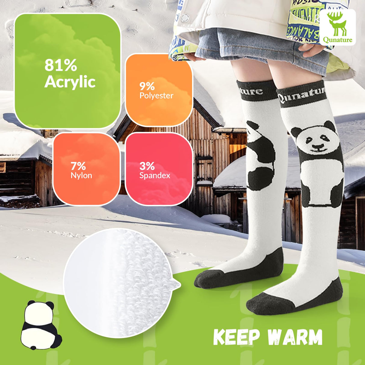 Qunature Kinder-Skisocken – Thermosocken für den Winter (1 Paar)