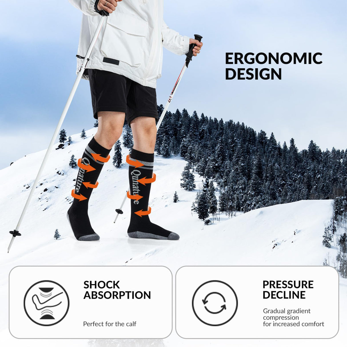 Qunature Skisocken – Thermosocken aus Merinowolle für Winter-Sport