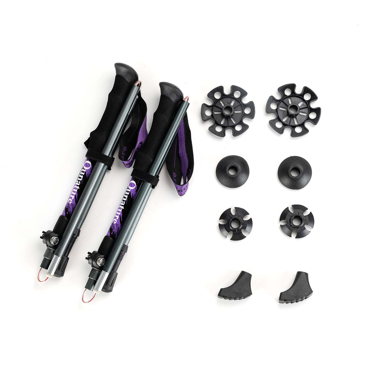 Qunature Trekkingst?cke Faltbar, EVA Anti-Rutsch-Griff Lila