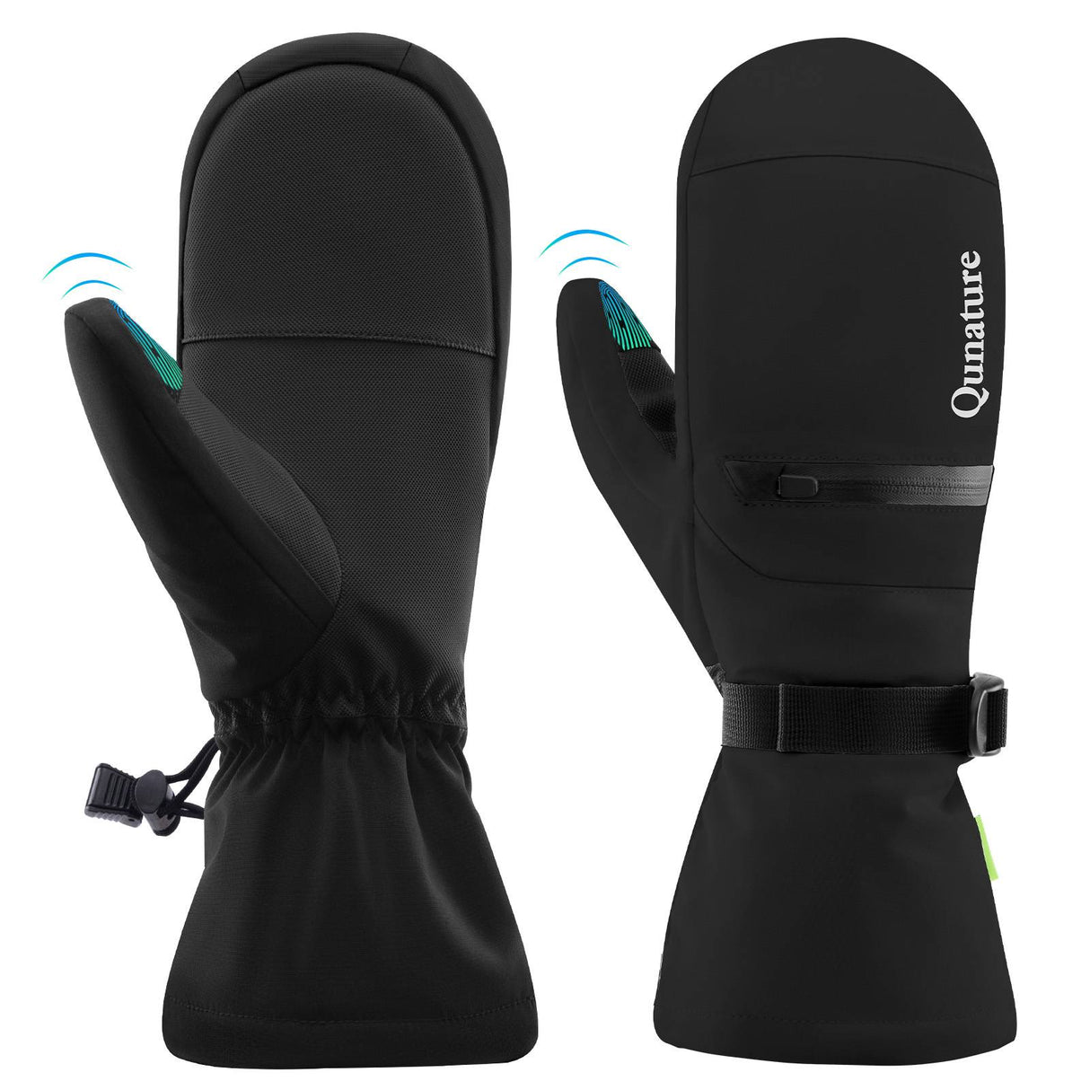 Qunature Wasserdichte Skihandschuhe XS-XL #Color_Schwarz