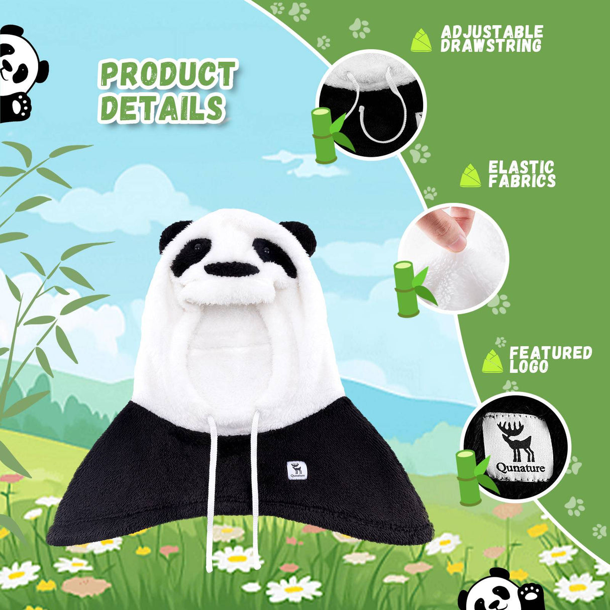 Qunature Winddichte Panda-M¨¹tze f¨¹r Kinder/Jugendliche