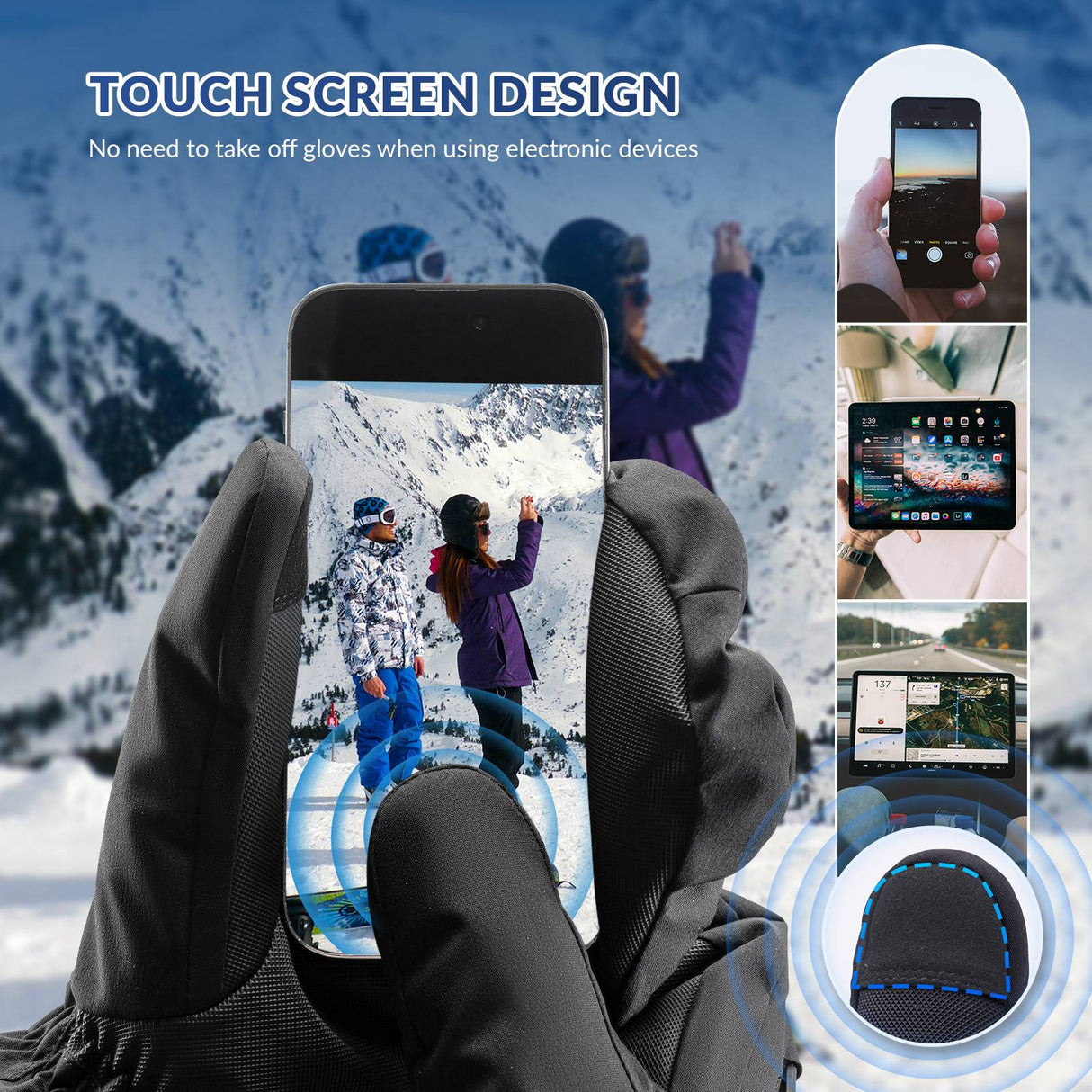 Qunature Winter Skihandschuhe f¨¹r Herren & Damen #Color_Schwarz