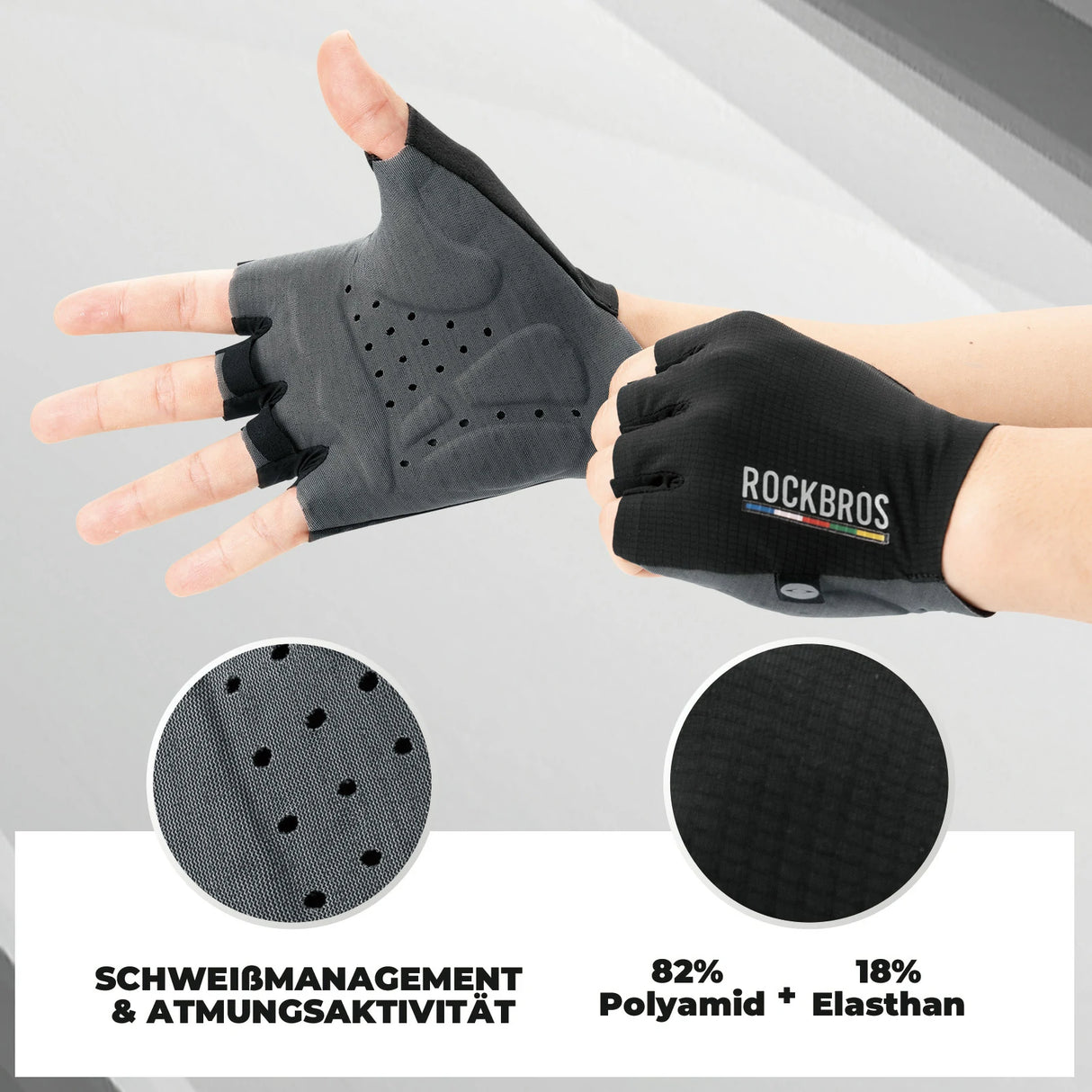 ROAD TO SKY Fahrradhandschuhe – Halbfinger, gepolstert, atmungsaktiv & rutschfest