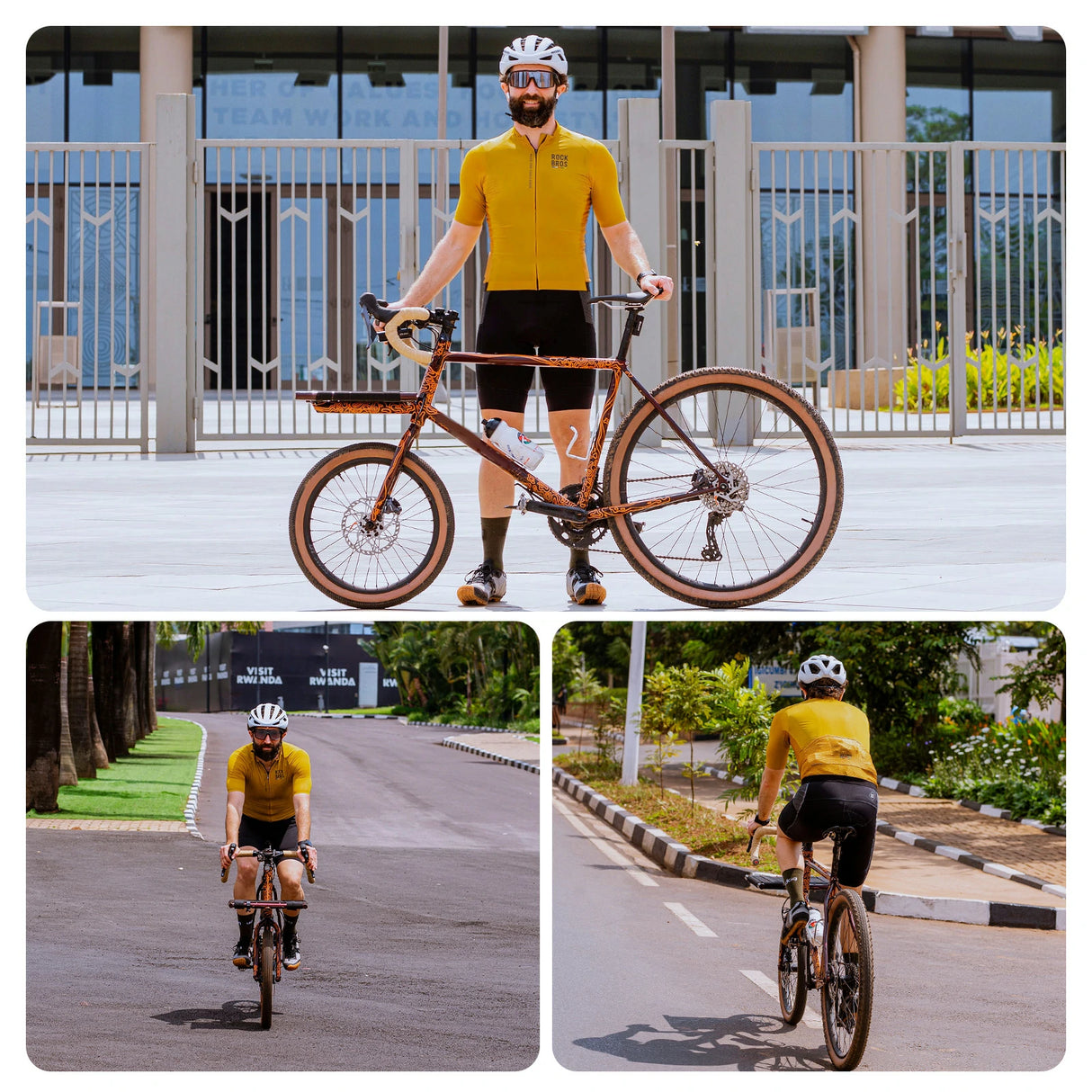 ROAD TO SKY Herren Kurzarm-Radtrikot Jersey für MTB & Rennrad-Gelb