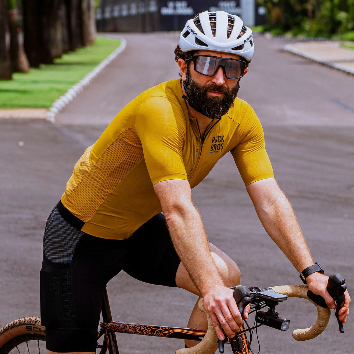 ROAD TO SKY Herren Kurzarm-Radtrikot Jersey für MTB & Rennrad-Gelb