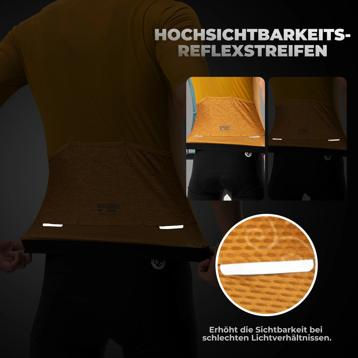 ROAD TO SKY Herren Kurzarm-Radtrikot Jersey für MTB & Rennrad-Gelb