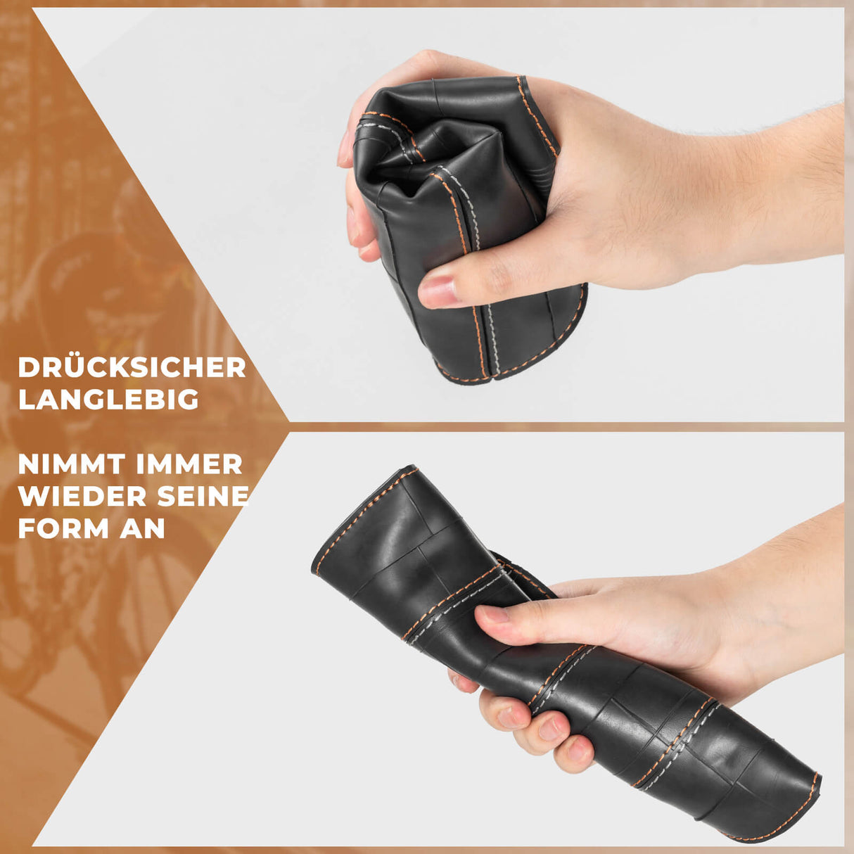 ROAD TO SKY Nachhaltige Fahrrad-Oberrohrtasche aus recycelten Reifen 0,5L