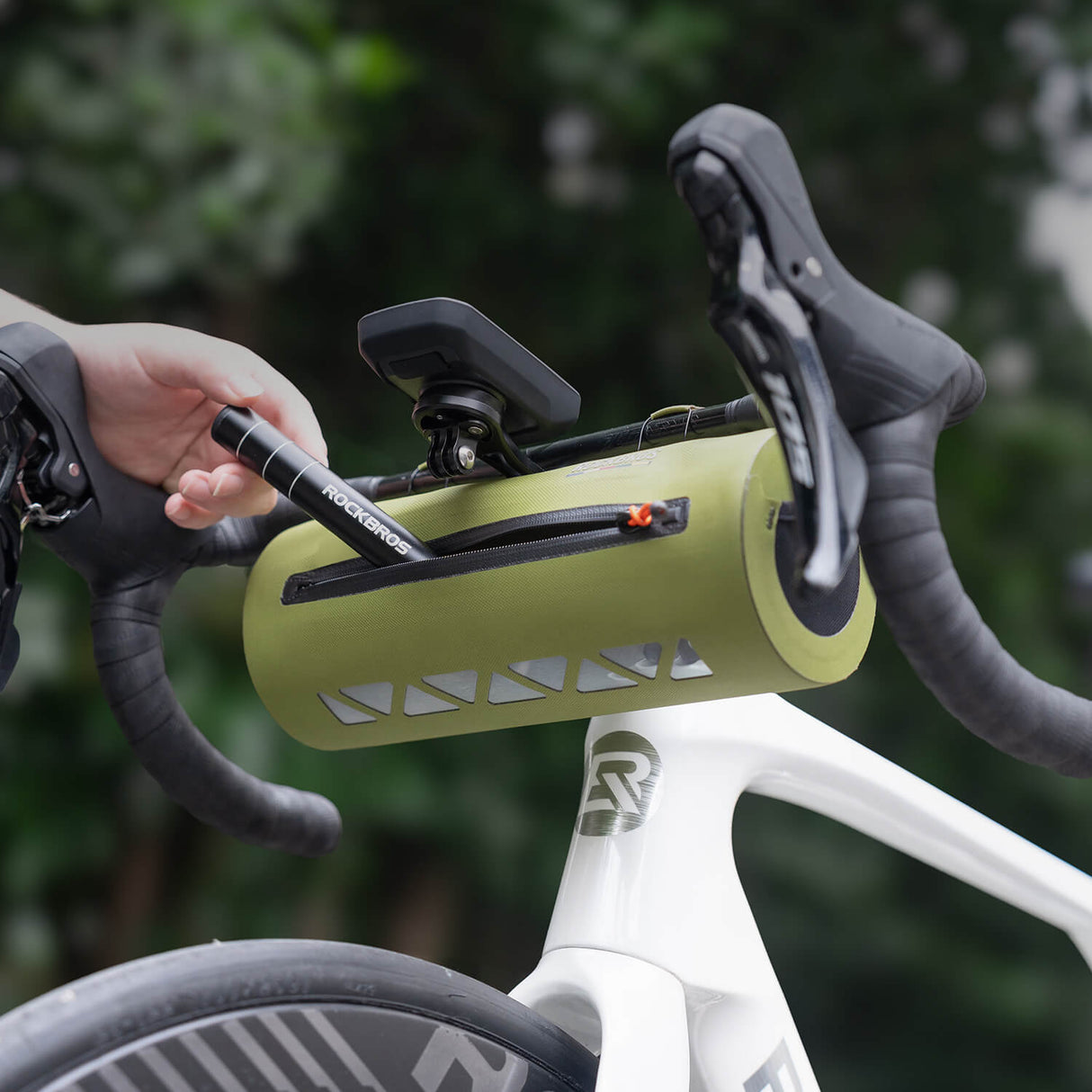 ROAD TO SKY 100 % Wasserdicht Lenkertasche 2L Grün - ROCKBROS-EU