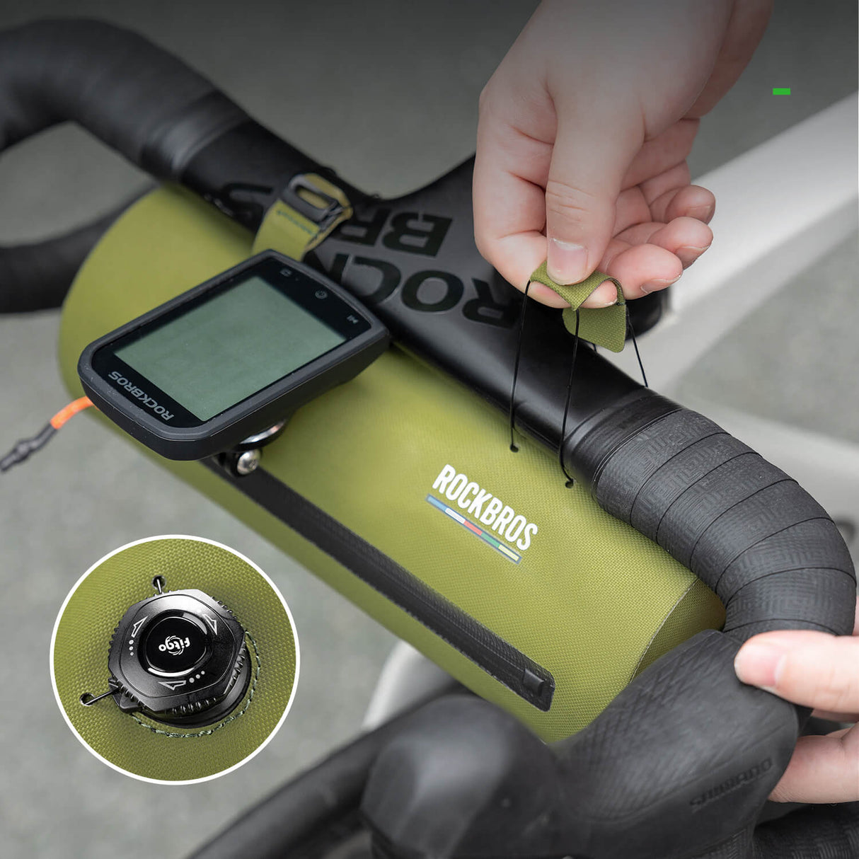 ROAD TO SKY 100 % Wasserdicht Lenkertasche 2L Grün - ROCKBROS-EU