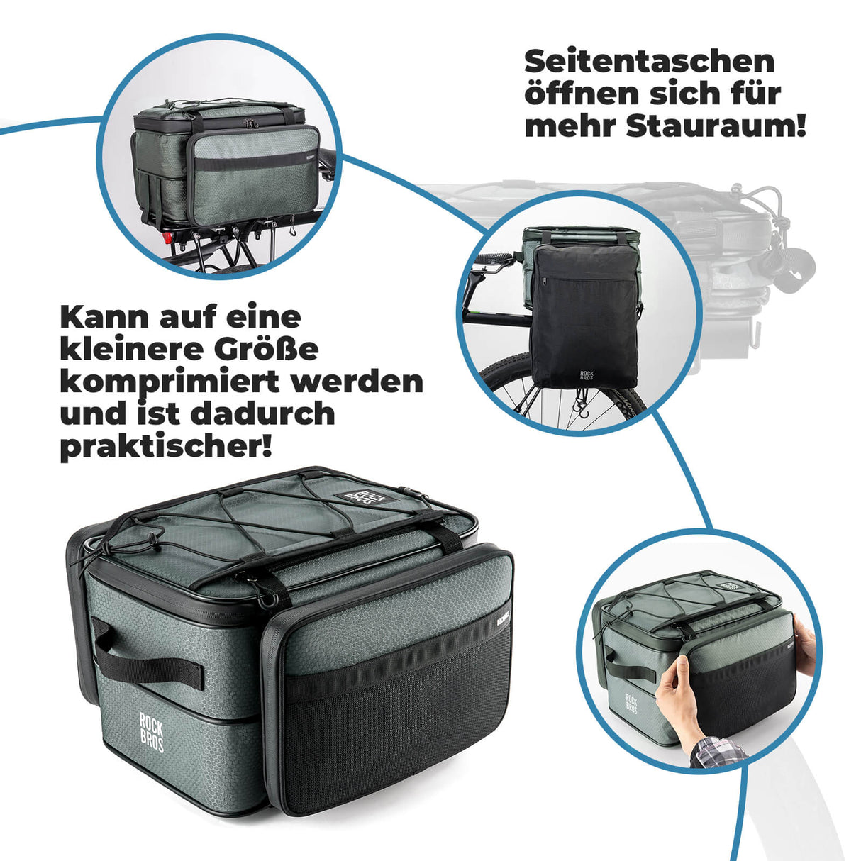 ROAD TO SKY Fahrrad Faltbare Gepäckträgertasche 15-30L Komprimierbar