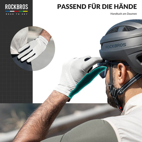 ROAD TO SKY Fahrradhandschuhe mit Touchscreen Atmungsaktiv Herren/Damen-Weiß