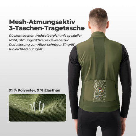 ROAD TO SKY Herren Fahrradjacke Ärmellose Weste Laufweste Atmungsaktiv