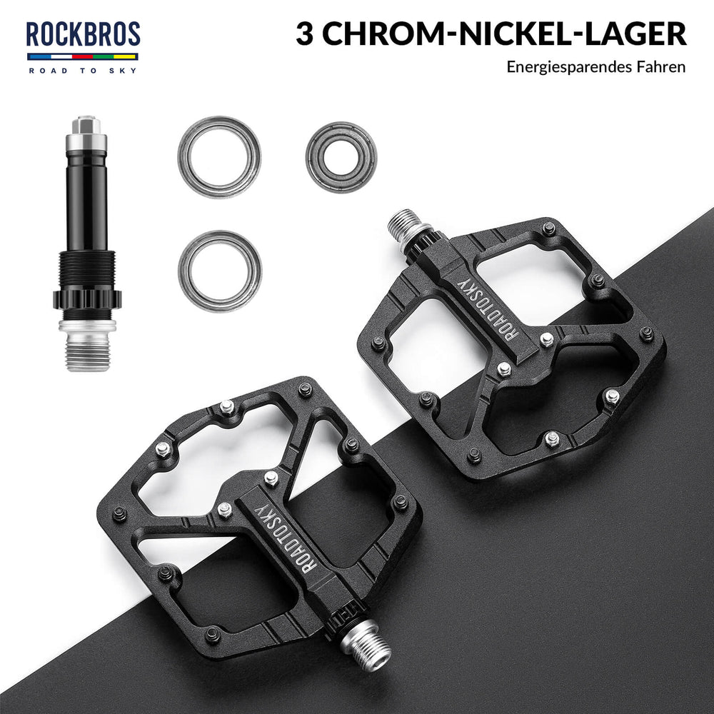 ROAD TO SKY Platform Fahrradpedale 9/16 Zoll Rutschfest aus Aluminium | ROCKBROS