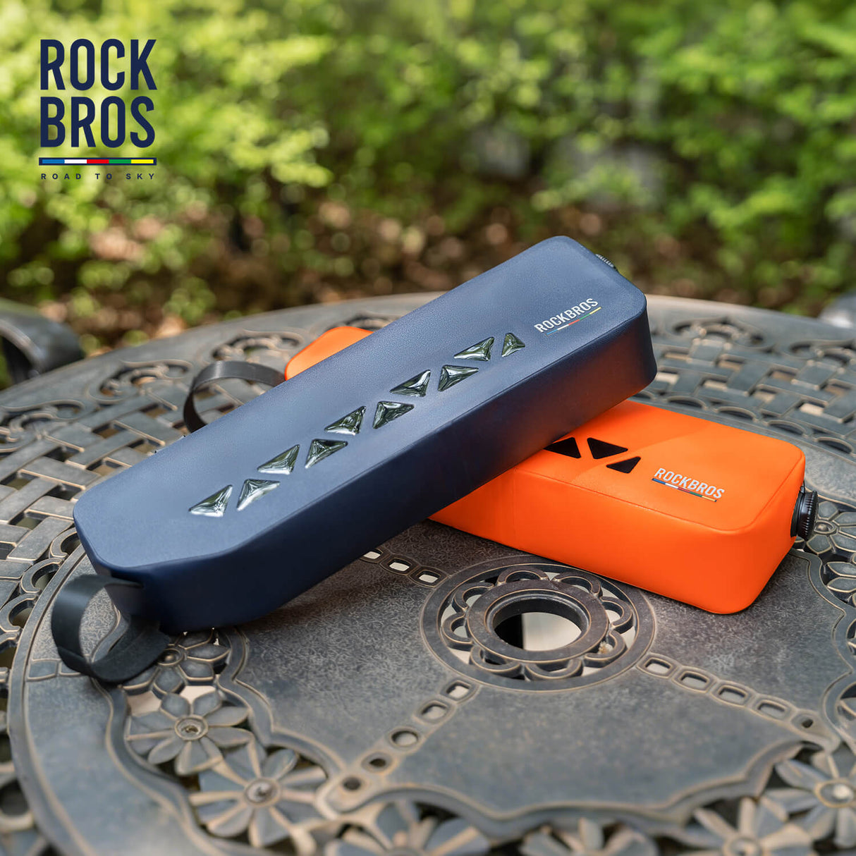 ROAD TO SKY Rahmentasche 100 % Wasserdicht 1,7 L-Orange/Blau