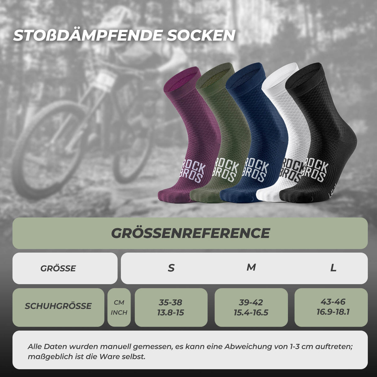 ROAD TO SKY Sportsocken Baumwolle Atmungsaktive Laufsocken für MTB & Rennrad