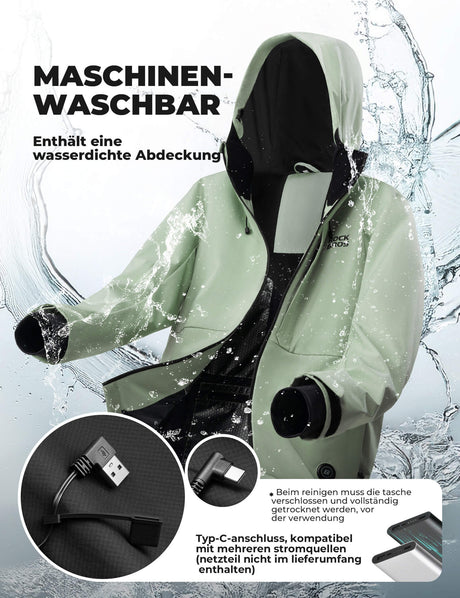 ROCKBROS Beheizbare Fahrradjacke – Mit Typ-C-Anschluss für maximale Wärme!