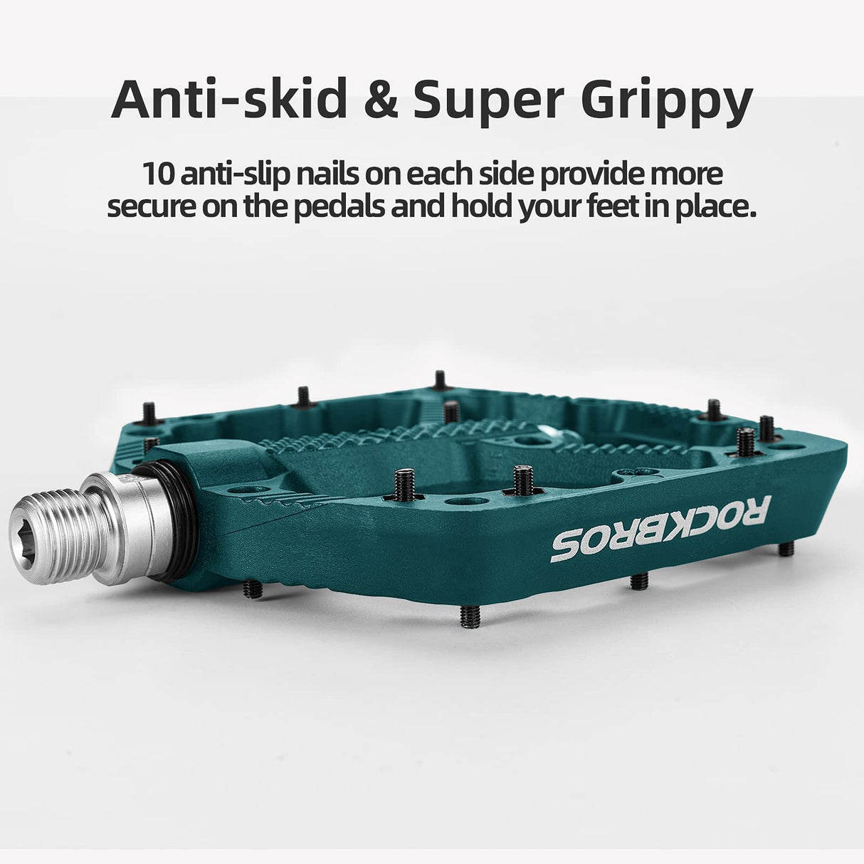 ROCKBROS Bike Pedals Nylon MTB Pedals Non-Slip Wear-Resistant (Pair) #Color_Blue