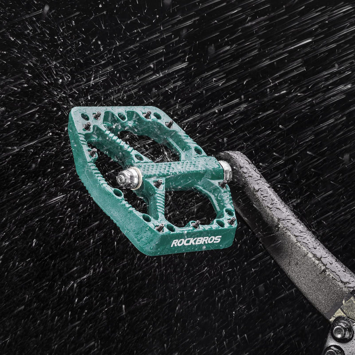 ROCKBROS Bike Pedals Nylon MTB Pedals Non-Slip Wear-Resistant (Pair) #Color_Blue