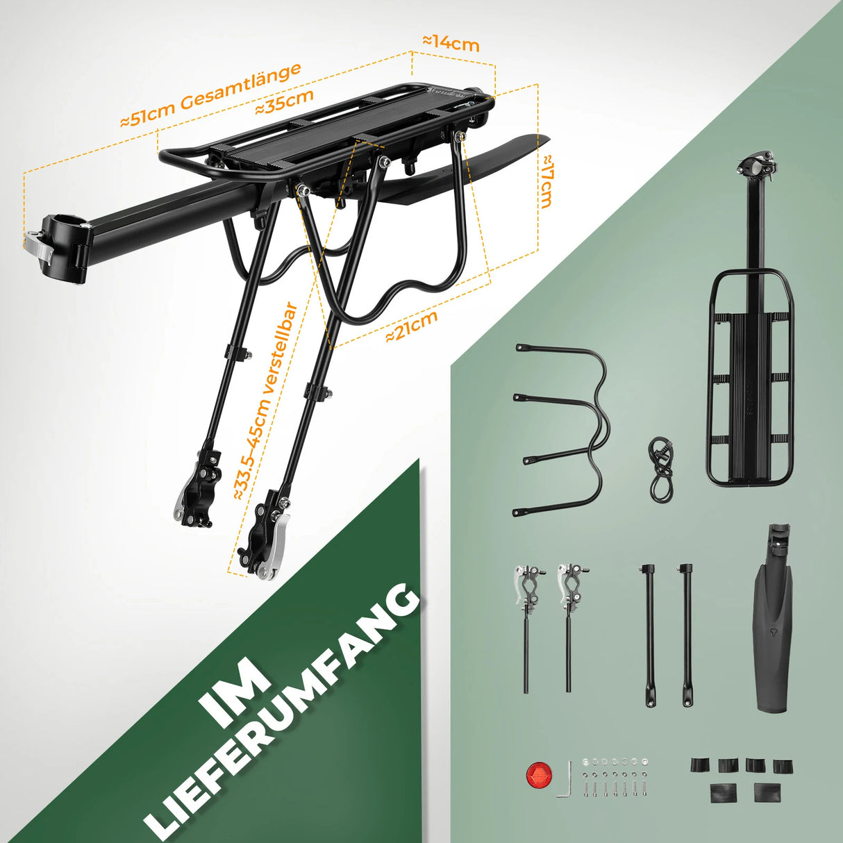 ROCKBROS Fahrrad Gepäckträger mit Reflektor und Schutzblech Aluminiumlegierung - ROCKBROS-EU