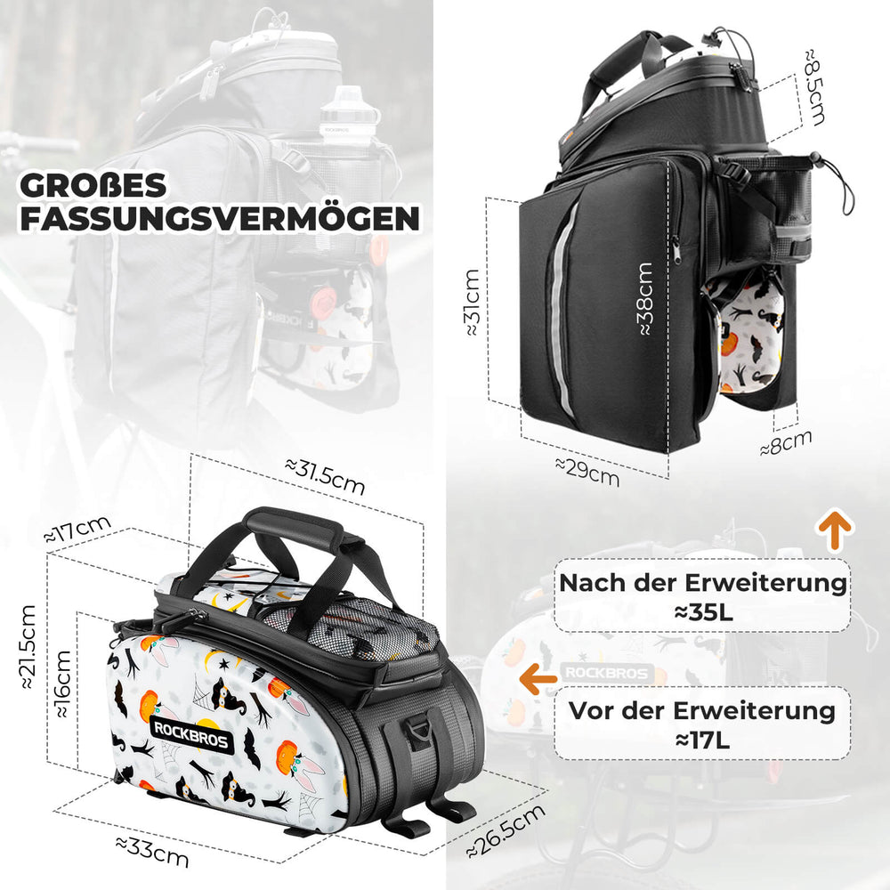 ROCKBROS Fahrrad-Gepäckträgertasche 17–35L – Dein Allrounder für jede Tour!