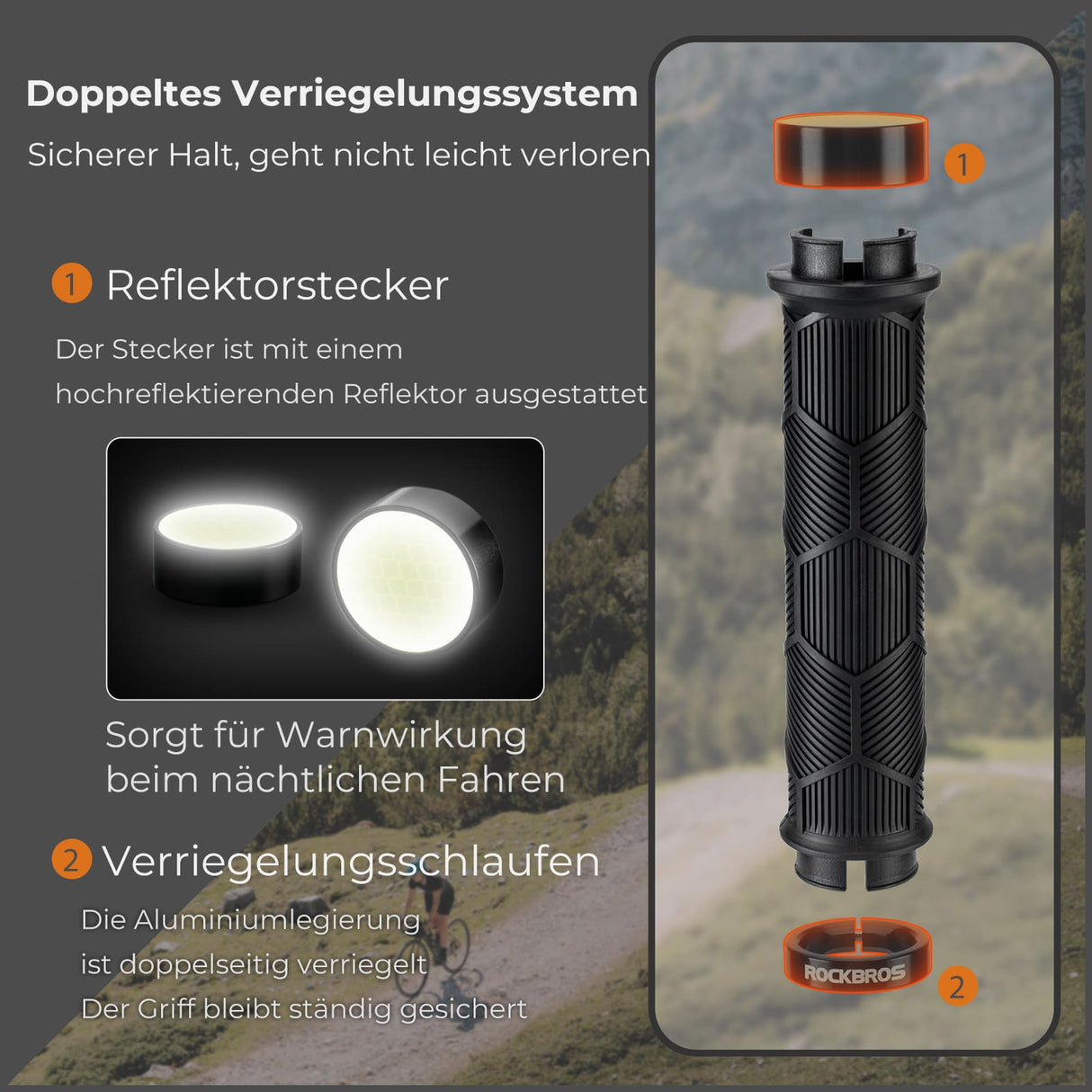ROCKBROS Fahrrad-Lenkergriffe – Doppelverschluss für 22,2 mm Lenker