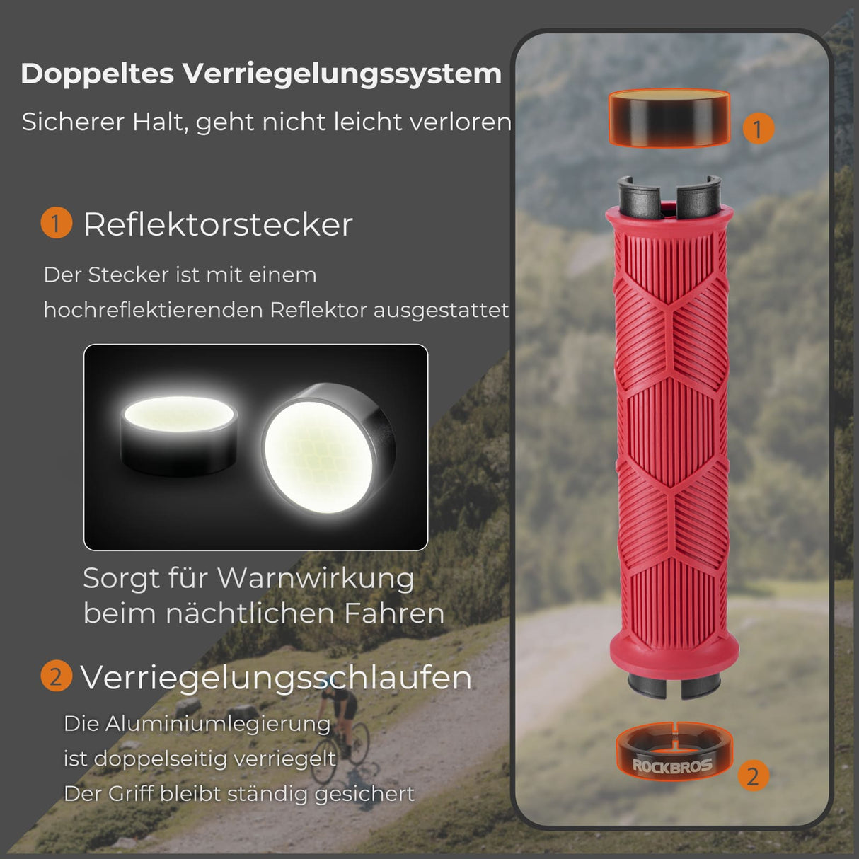 ROCKBROS Fahrrad-Lenkergriffe – Doppelverschluss für 22,2 mm Lenker