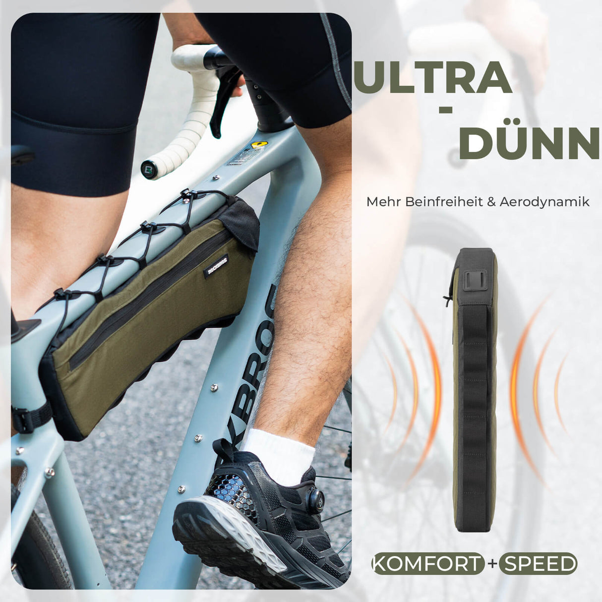 ROCKBROS Fahrrad Rahmentasche Dreiecktasche 1.9L Ultradünn & Schnellzugriff