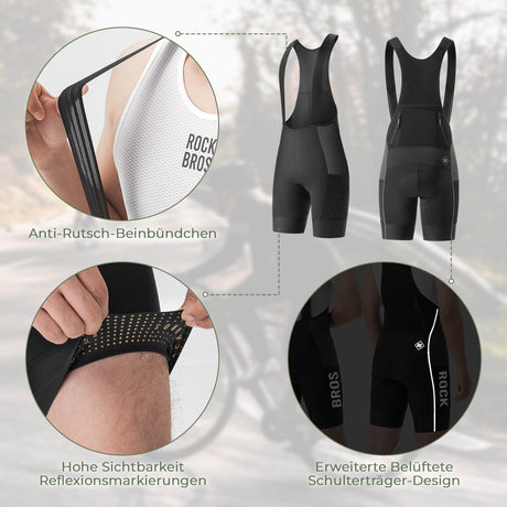 ROCKBROS Fahrrad Trägerhose – Hochfest & Atmungsaktiv mit 5 Taschen