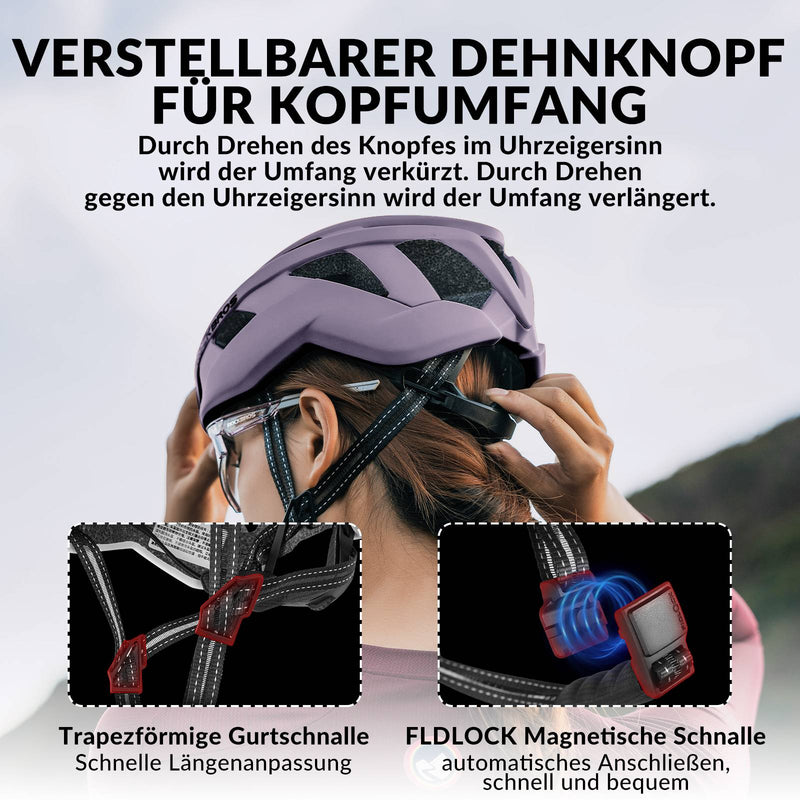 Laden Sie das Bild in Galerie -Viewer, ROCKBROS Fahrradhelm Integrierter Cityhelm für Einsteiger - Unisex Haze-Lila
